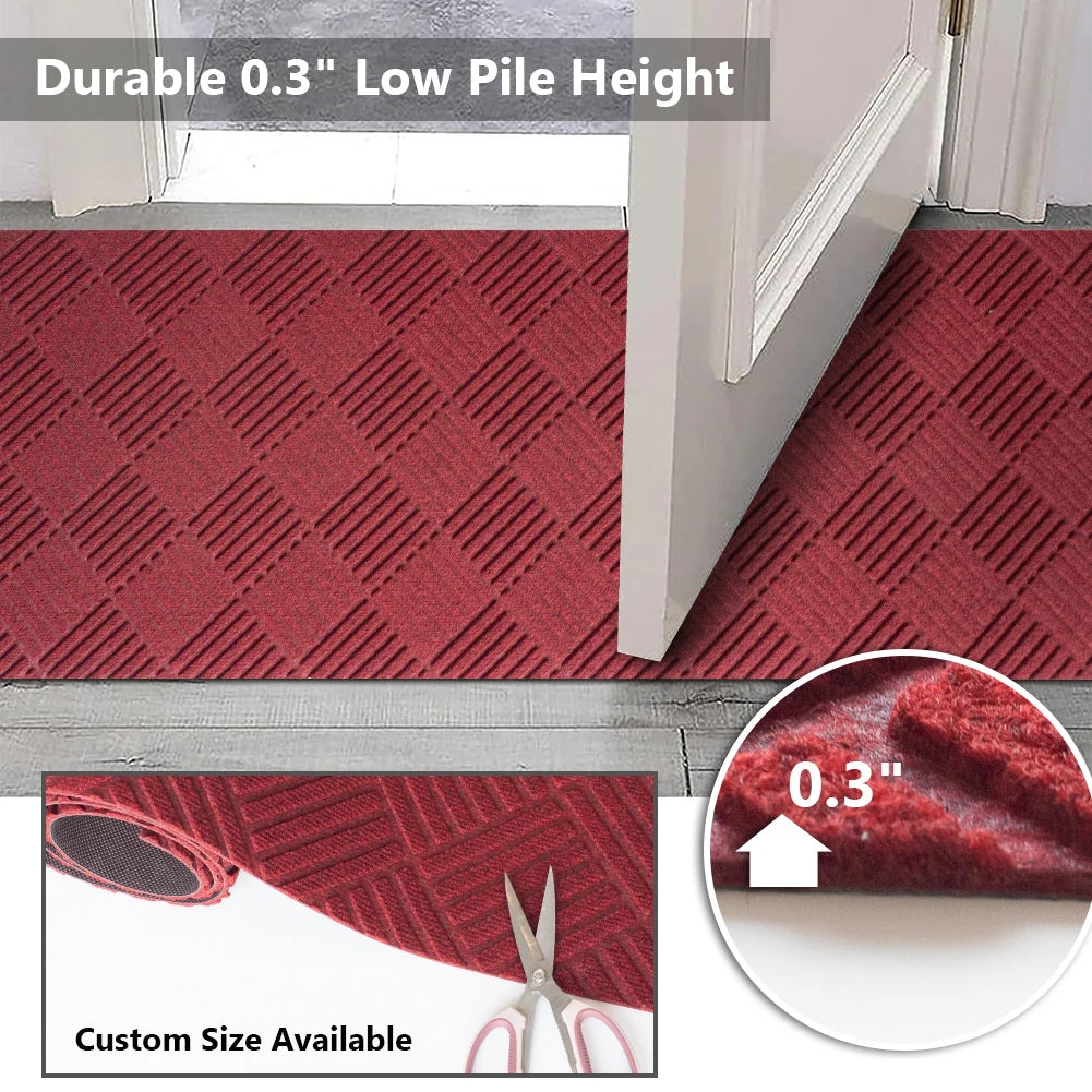 LITA Solid Plain Rubber Backed Non Slip Hallway Stair Runner Rug Carpet Durable Large Front Door Mats Indoor Entrance Mat