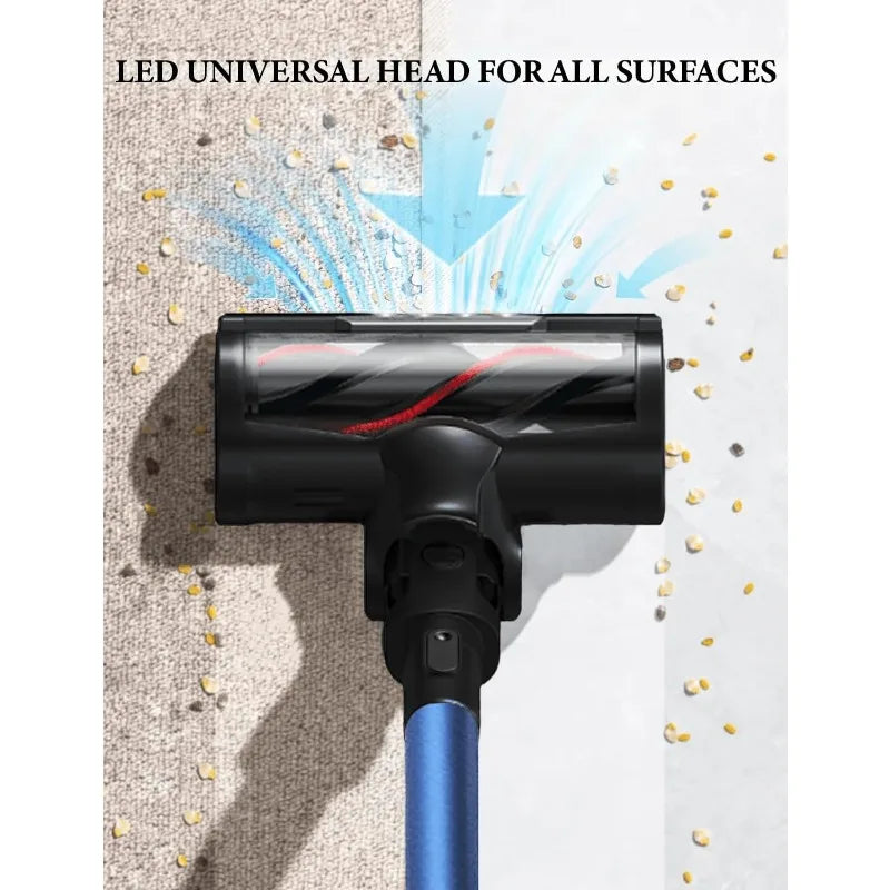 V8 Cordless Vacuum Cleaner, Powerful Suction Stick Vacuum, 55Mins Runtime, Wireless Lightweight Handheld Vacuum Cleaner (Blue)