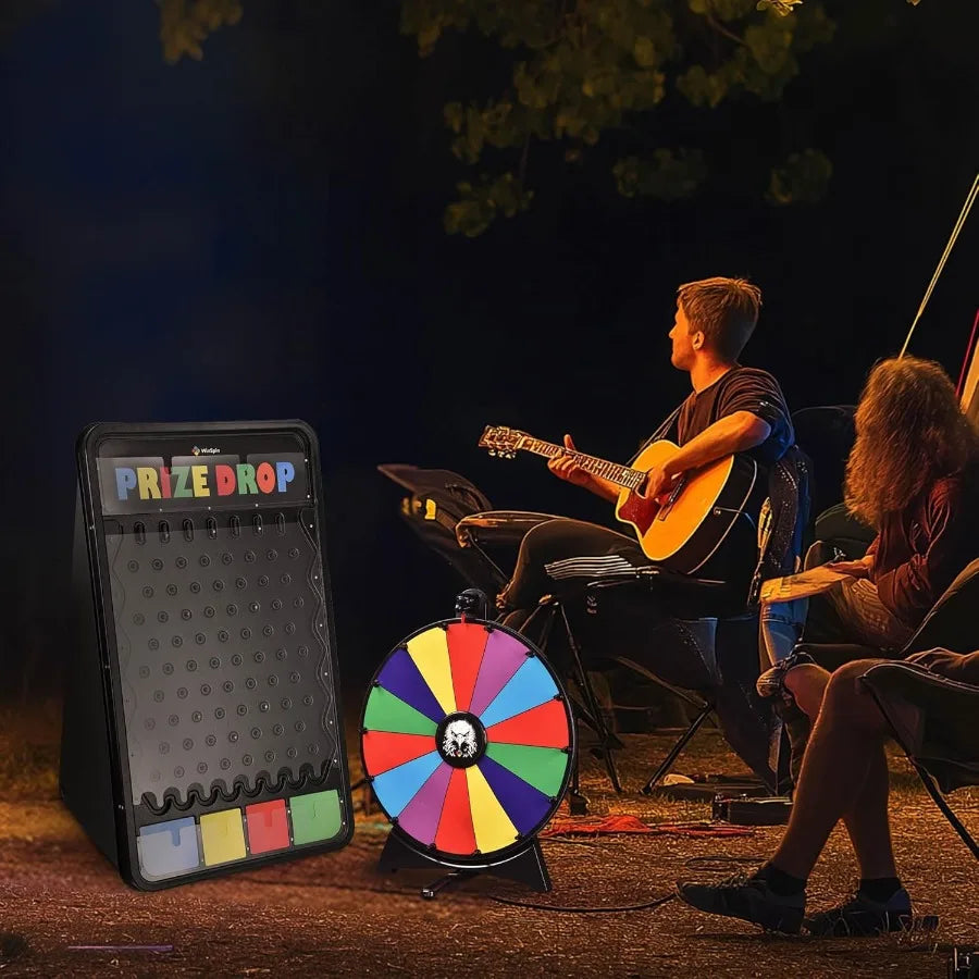 20 Prize Wheel 41x25 Drop Board Foldable Stand Disk Spinning Wheel Fortune Game for Pub Party Trade Show Carnival Metal Red