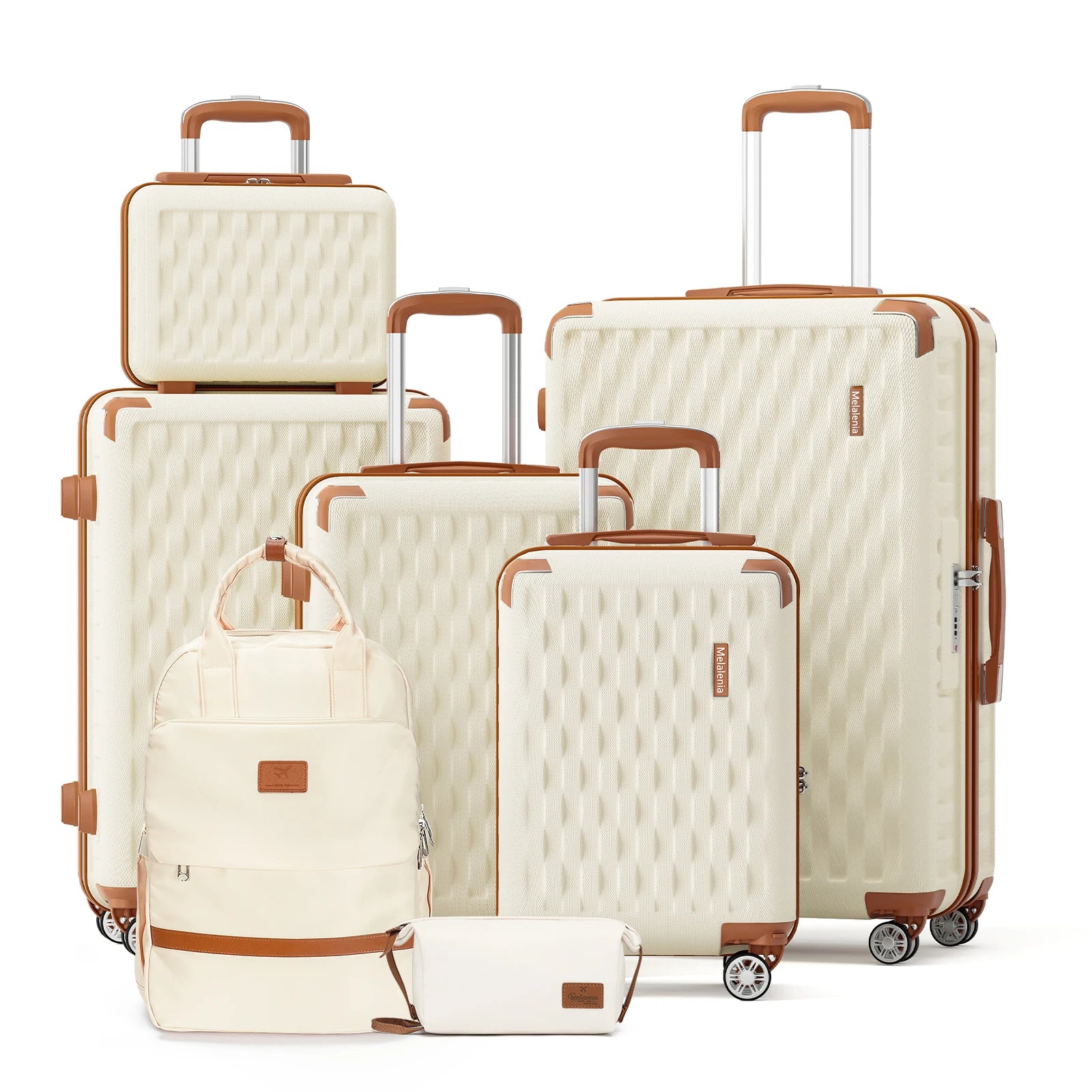 Melalenia 7-Piece Travel Luggage Set, TSA Lock, Hard Shell Lightweight Durable Suitcase with Travel Backpack and Toiletry Bag