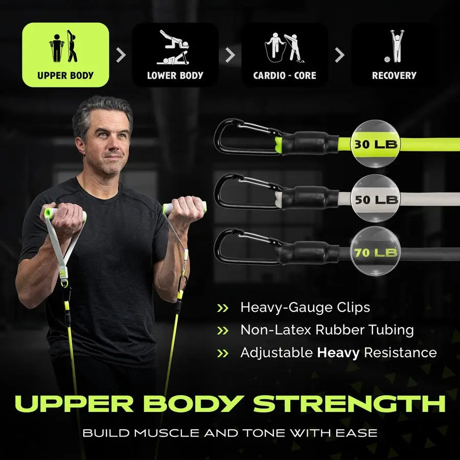 Kit Home Gym Equipment with Carry Bag 10Pcs Resistance Bands Kit with Handles, Door Anchor, Jump Rope, Booty Bands amp More Full