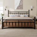 King Size Metal Bed Frame Platform Bed with Classic Wrought Iron Art Headboard and Footboard for Modern Bedroom 12 Inch Underbe