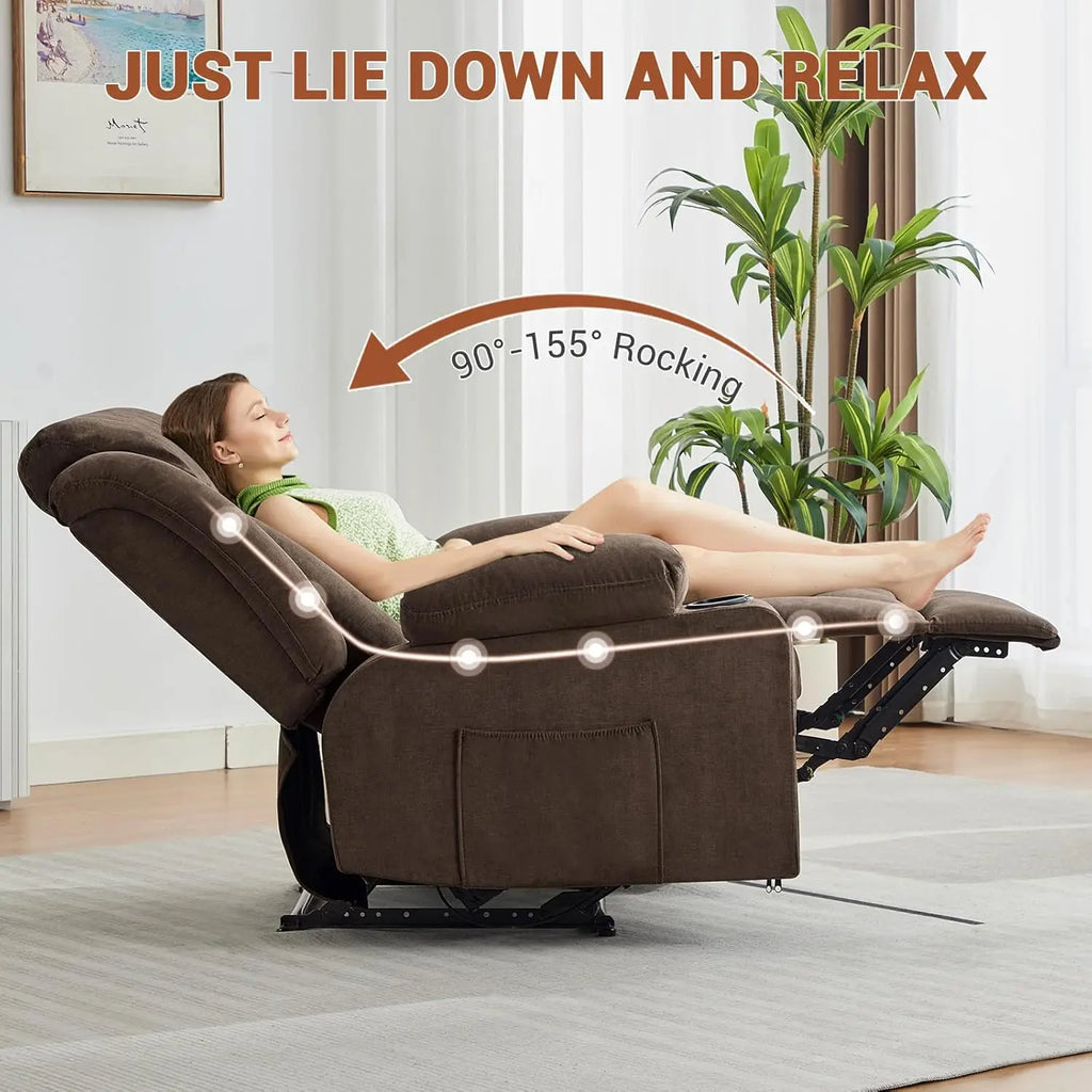 Recliner Chair with Vibration Massage and Heat,37.4" Oversized Rocker Recliner,Rocking Chair for Home Living Room, Bedroom