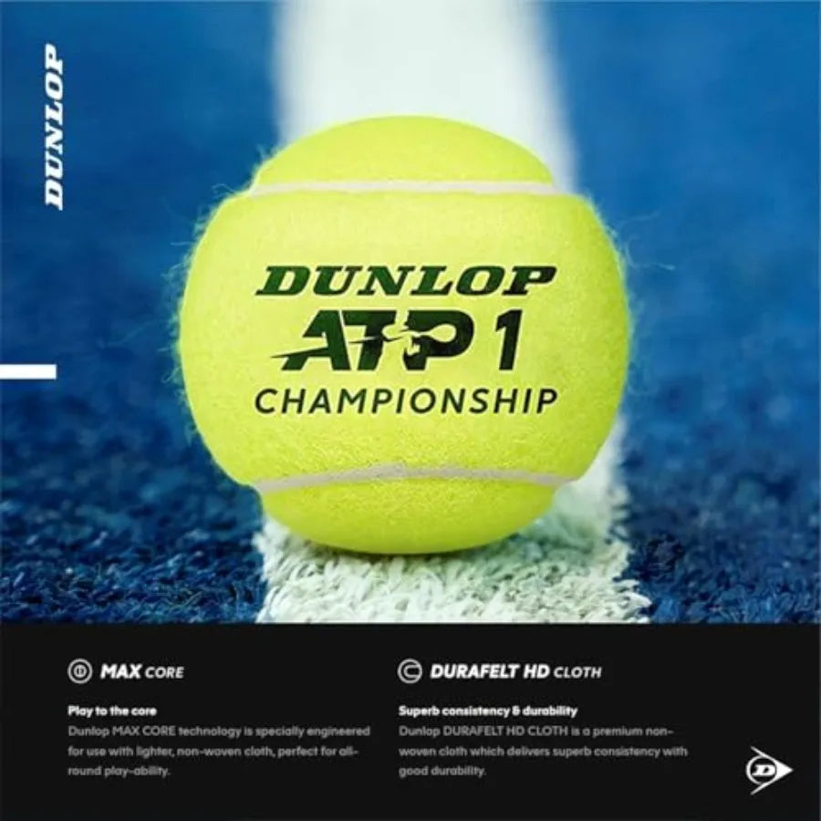 DUNLOP ATP Extra Duty Tennis Balls Case for Professional Use Durable Rubber Yellow Balls High Performance