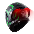 New Motorcycle Bike Modular Full Face Helmet Dual Visor Sun Shield with Rechargeable LED Tail Light LEDX90 Arrow Green
