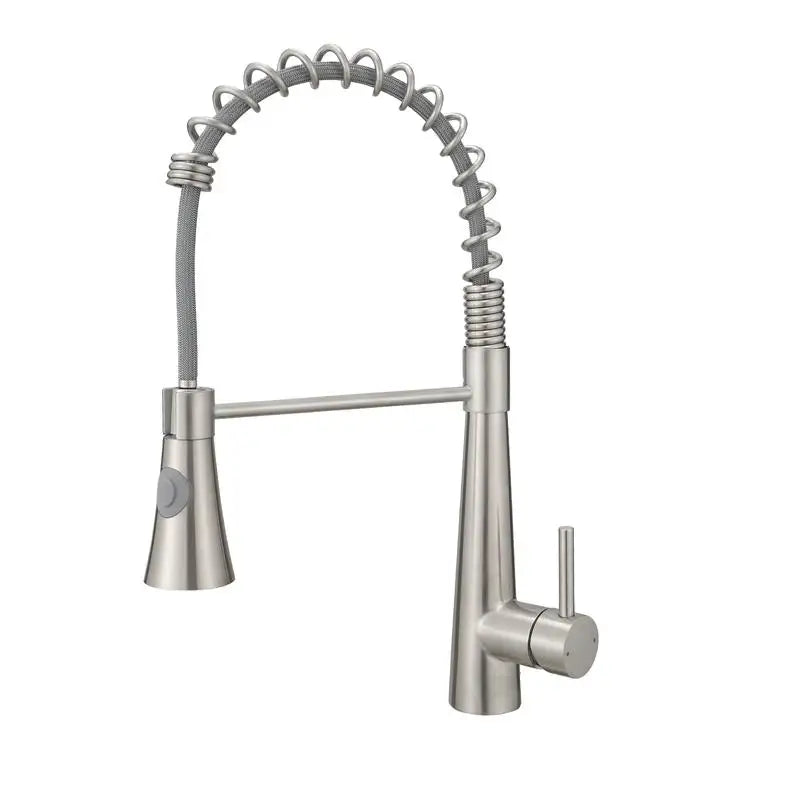 Modern Brushed Nickel Kitchen Faucet w/ Pull-Out Sprayer, Single Handle Lever Sink Fixture