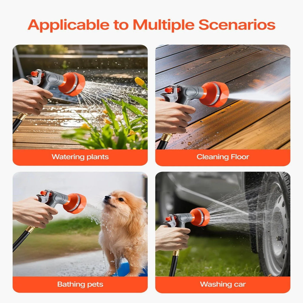 1/2 Inch Retractable Garden Hose Reel - 145ft Wall-Mounted Heavy Duty with 9-Pattern Nozzle, Any-Length Lock & 180° Swivel Brac