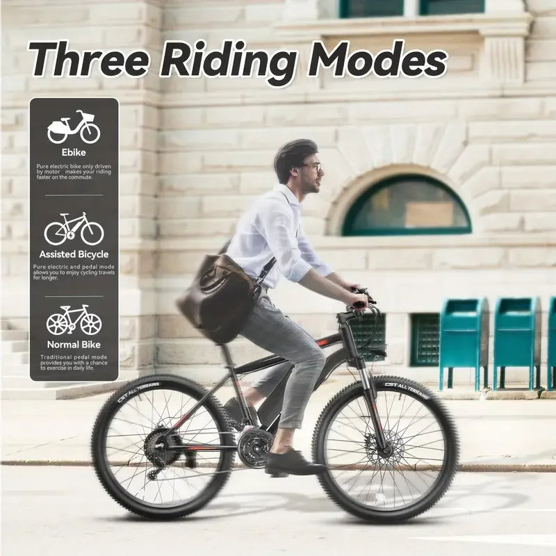 26" Electric Motorcycles Mountain E Bike for Adults, 700W Peak Motor Ebike 22Mph 38Miles 10.4AH 15.6AH Adults Electric Bicycle