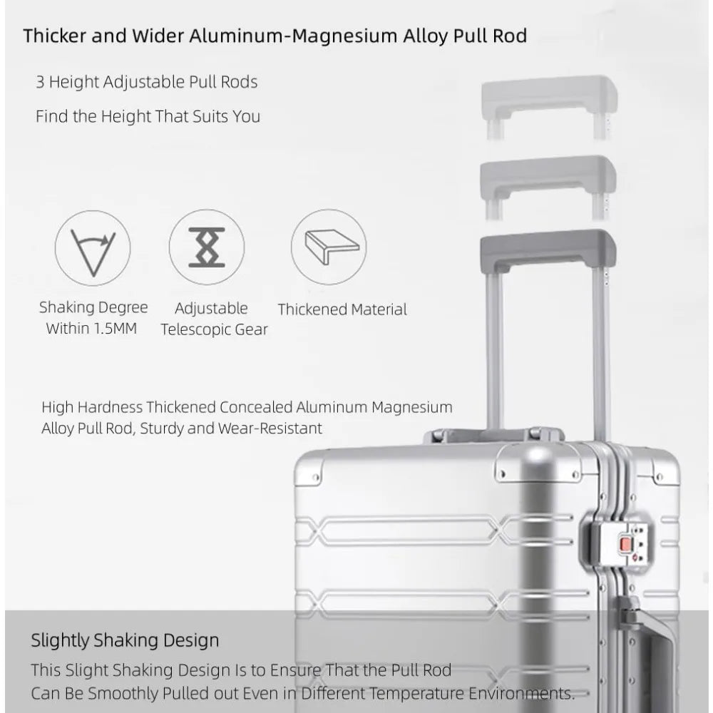 aluminum wheeled lockable carry-on luggage - airline approved hardshell metal suitcase