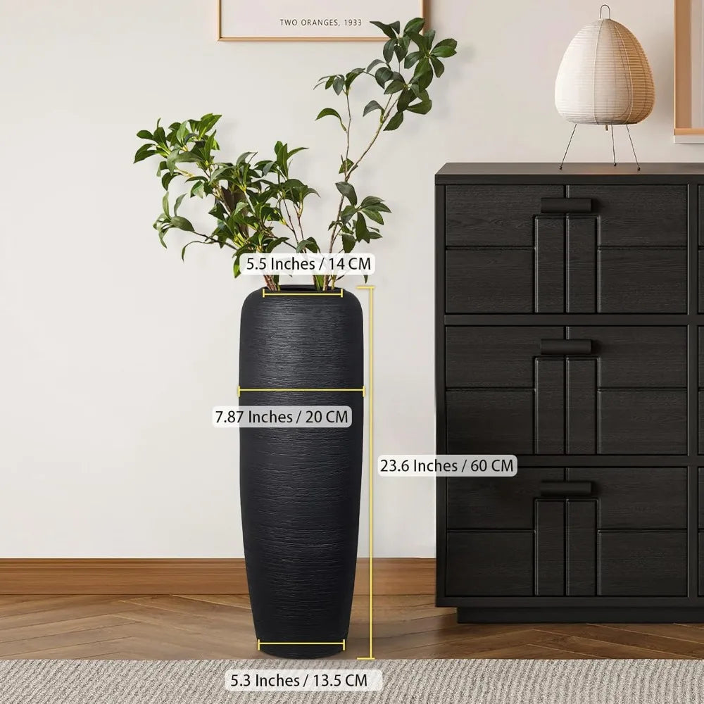 Vintage Tall Ceramic Farmhouse Vase, 23.6 Inch Large Terracotta Pottery for Rustic Home Decor