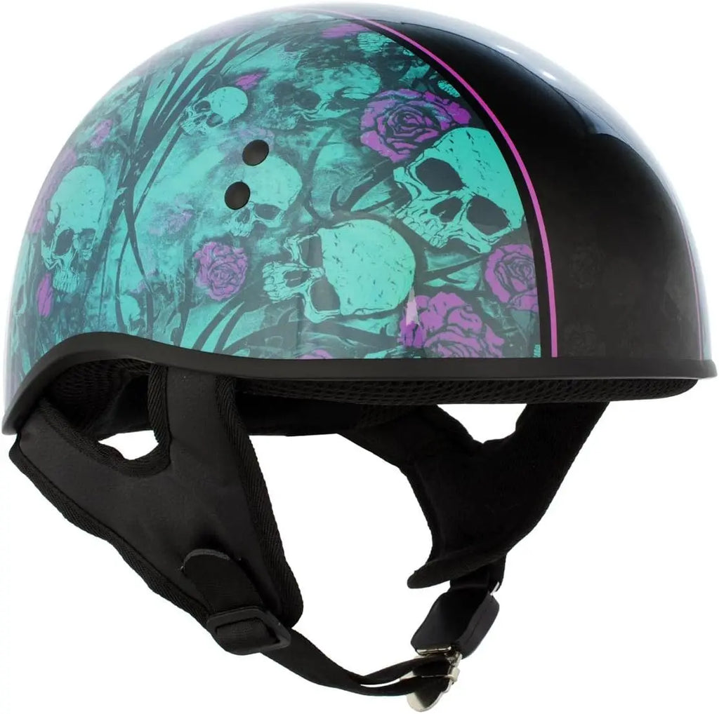 Advanced Motorcycle DOT Skull Cap Classic Half Helmets Biker HLD HLT