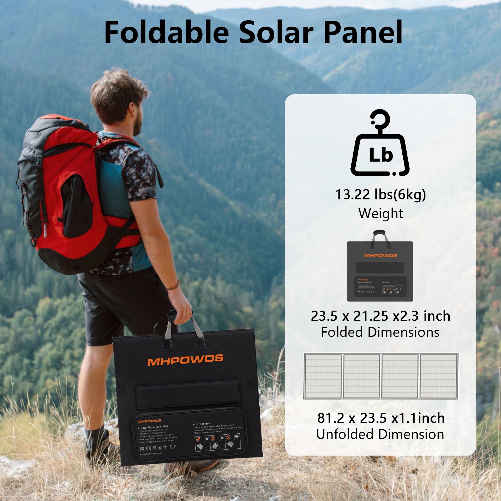MHPOWOS Portable Solar Panel 800W 440W 400W 220W 110W Foldable Solar Charger Emergency Backup Power Supply For PowerStation RV