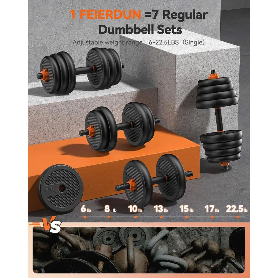 Adjustable Dumbbells, 20 30 40 45 70 90lbs Free Weight Set with Connector, 5 in1 Dumbbells Set Used as Barbell, Kettlebells, Pus