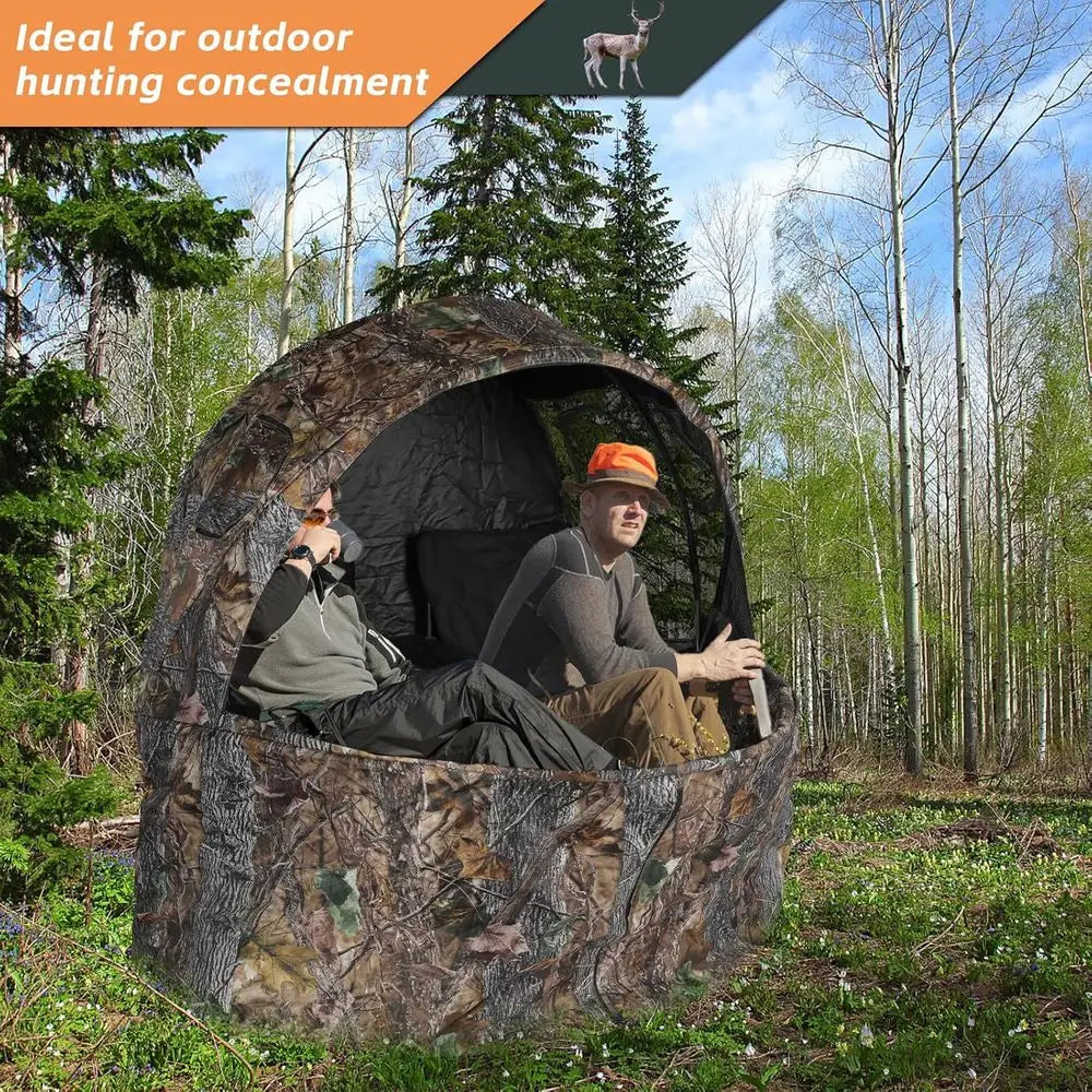 Portable Camouflage Chair Tent for One Person with Carry Bag - Half-Person See-Through Hunting Blind