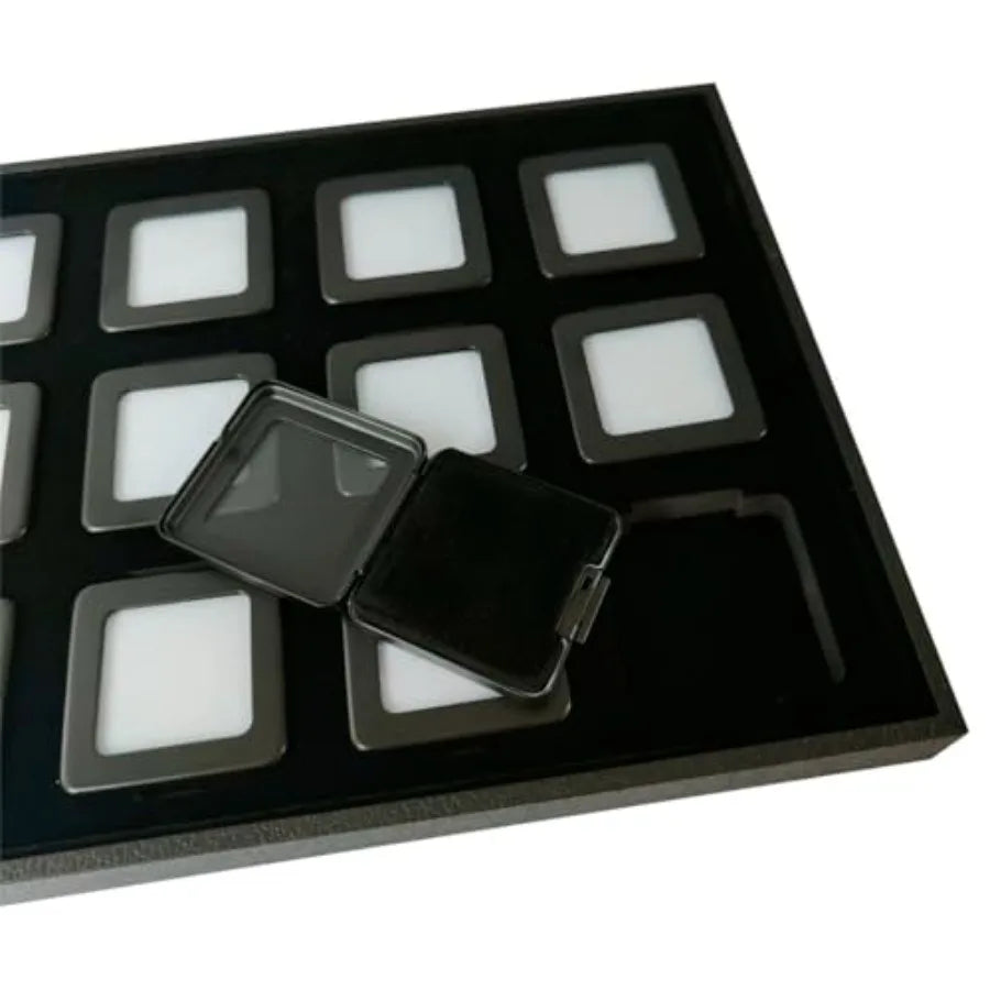 Premium Jewelry Display Tray Organizer - Metal Storage Box with Anti-Scratch Black and White Velvet Cushion Medium Size 2.2 x 2