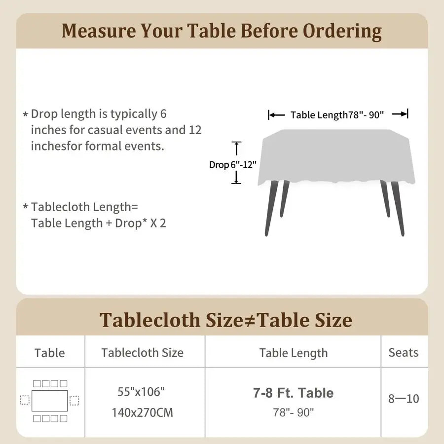 Textured Table Cloth for Rectangle Table, Heavy Duty Farmhouse Tablecloth Solid Cotton Linen Waterproof Wrinkle Free Burlap Tabl