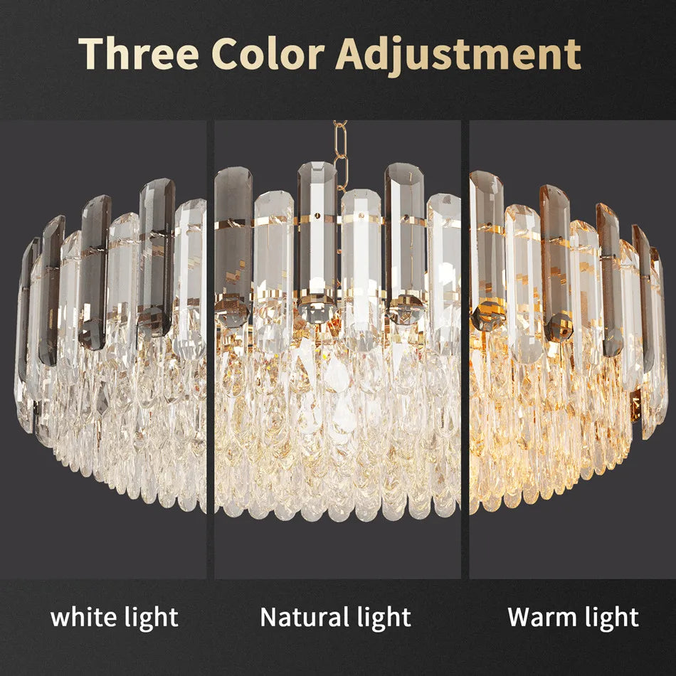 LUVODI 80cm Round Crystal Chandelier Light Super Bright Pendant Ceiling Light for Home Hotel Funiture
