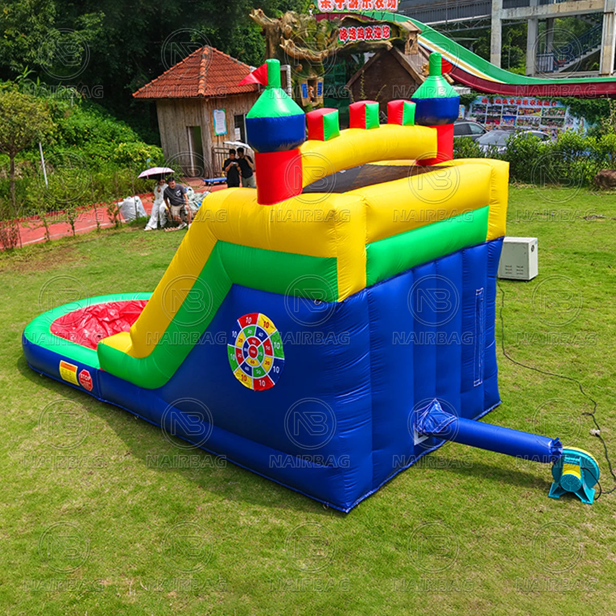 NAIRBAG Giant Commercial Pvc Inflatable Castle Bounce House Water Slide For Kids Party Children's Playground Water Game Wet Slid