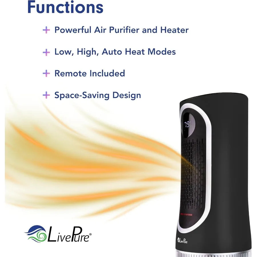3-in-1 LP500 Clean Heat Air Purifier Electric Heater Oscillating Portable Heater with Dual Heat Settings and Advanced Air Filtr