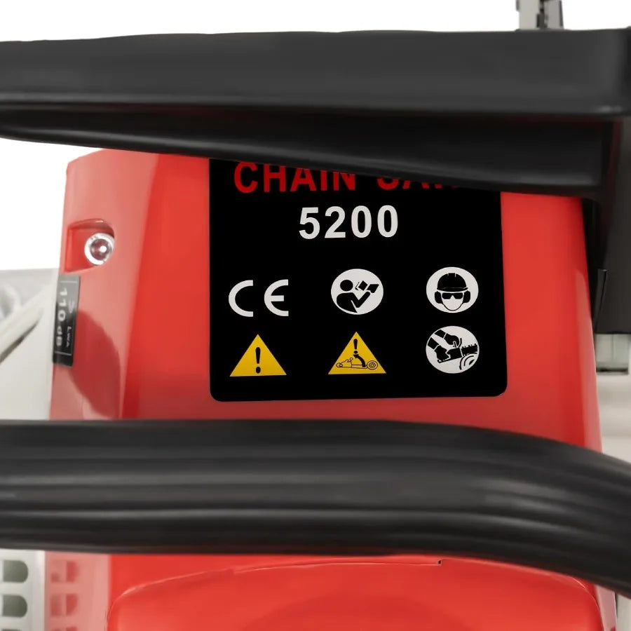 20 Inch Gas Powered Chainsaw 52CC for Farm Garden Ranch Wood Cutting with 2KW Cordless Handheld Chain Saw Set in Black