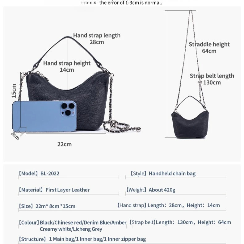 Small Crossbody Bags Purse for Women Detachable Chain Strap Messenger Bag Trendy Leather Dumpling Shape Lightweight Mini Handbag