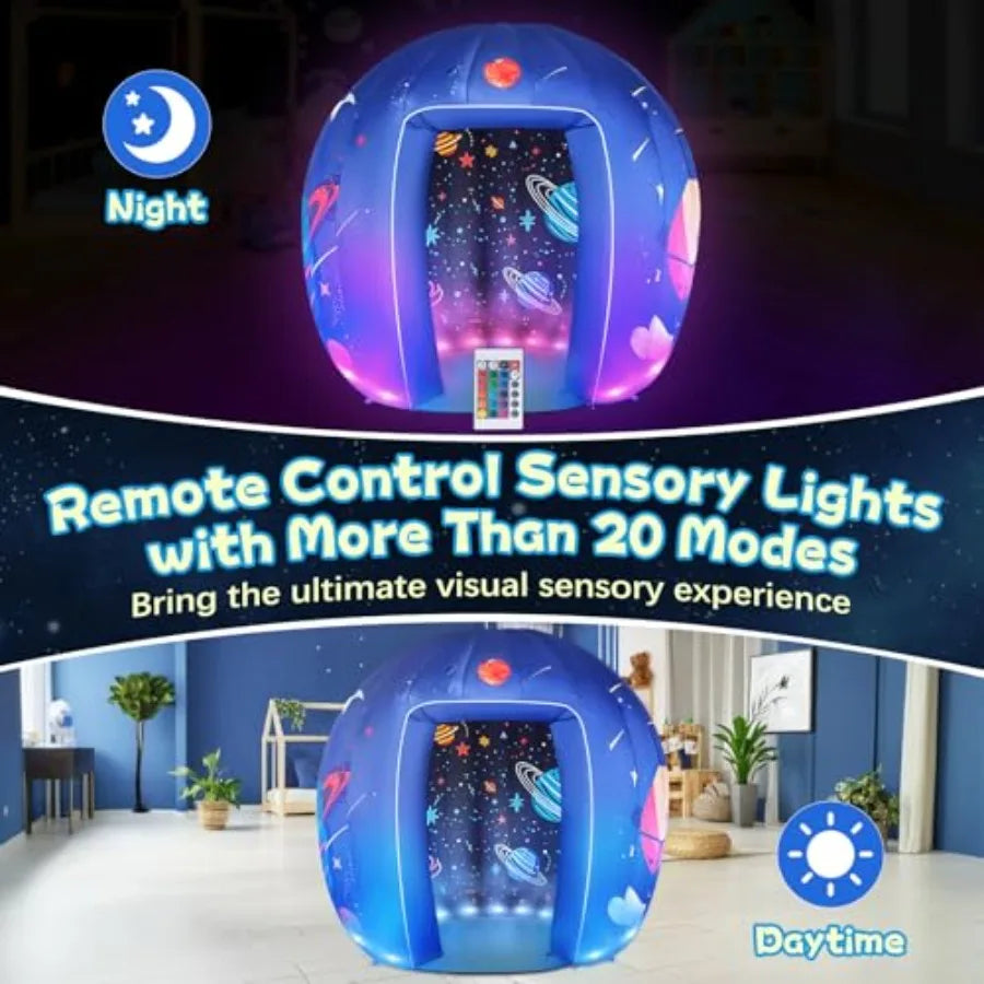 Sensory Tent for Kids & Adults,5.9ft Astronaut Galaxy Inflatable Light Up Sensory Toys,Kids Tent for Home School Indoor Outdoor
