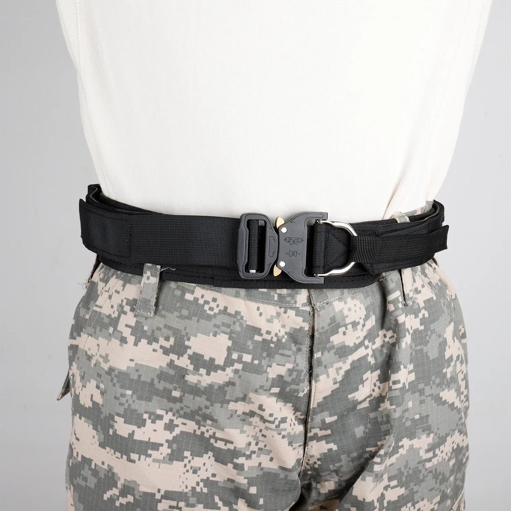Thickened Outdoor Tactical Belt Double Layer Alloy Buckle Cobra Design for Military Fans Ideal for CS Games And Wilderness Activ