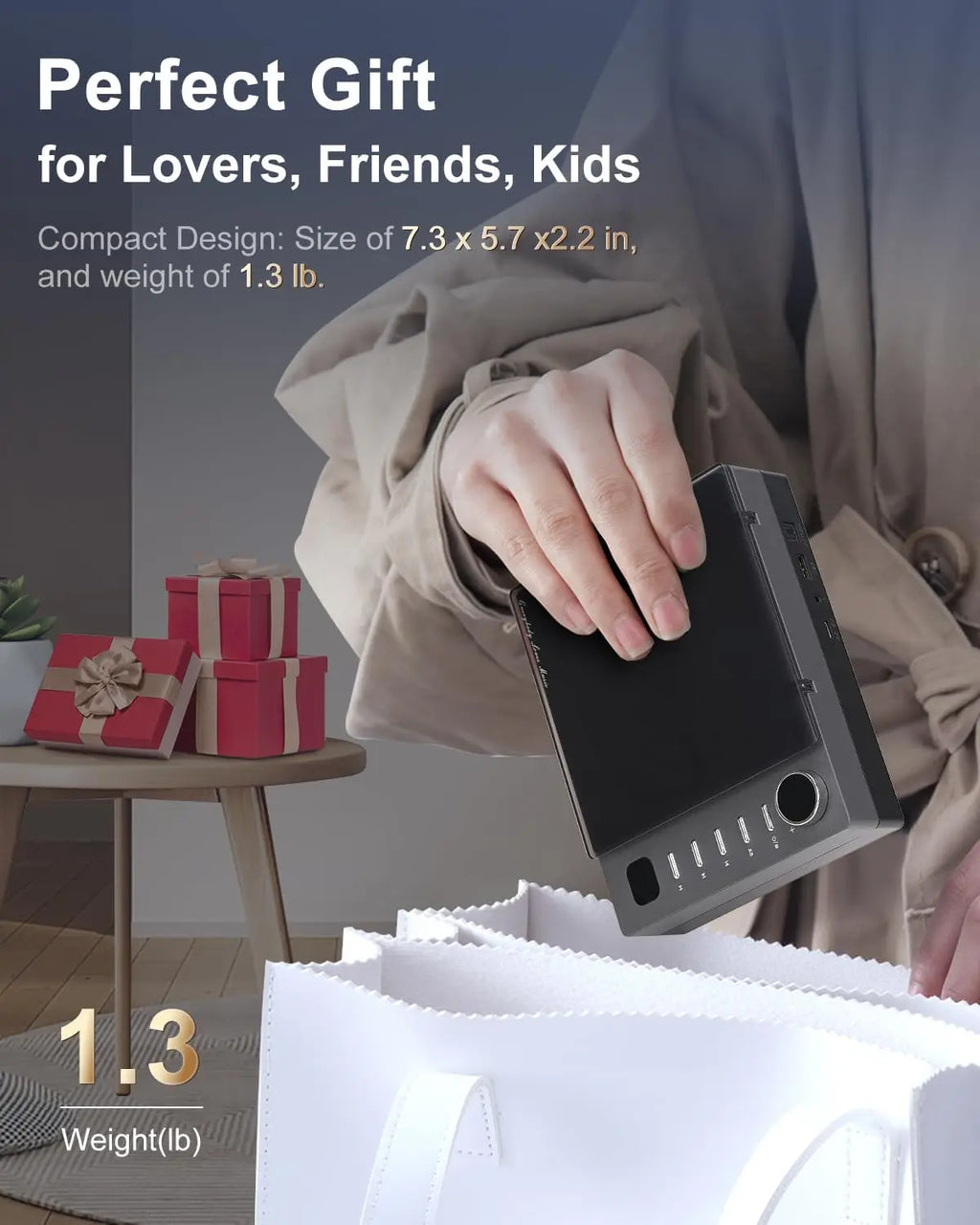 Portable CD Player with Bluetooth, Rechargeable Speaker Desktop Player, Compact Retro Design for Home, USB FM Black