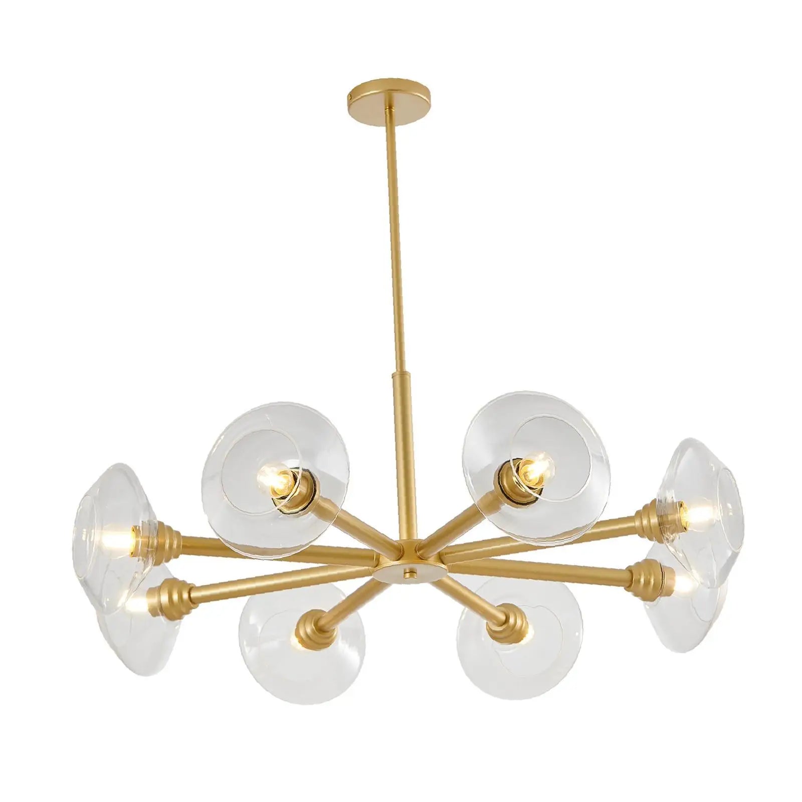 Elegant Gold Pendant Light Fixture Sputnik Chandelier Clear Glass Hanging Lamp for Dining Room Ceiling Modern Decor