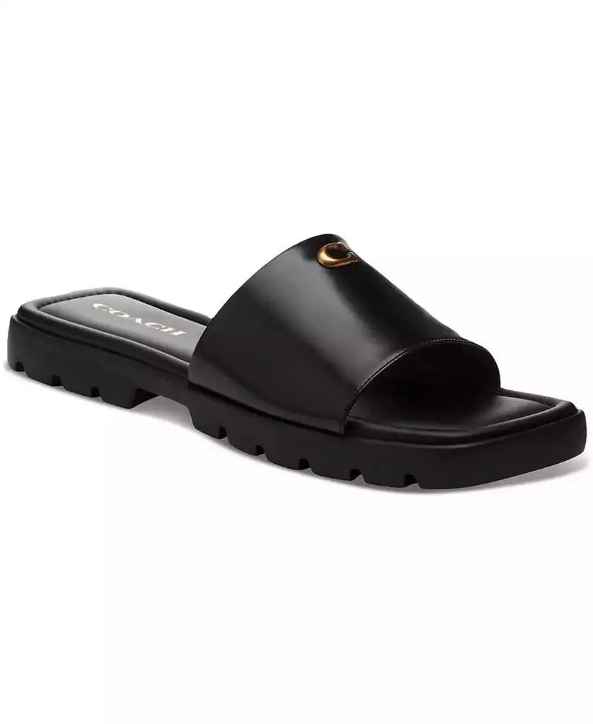 COACH | Women's Florence "C" Lug-Sole Slip-On Slide Flat Sandals