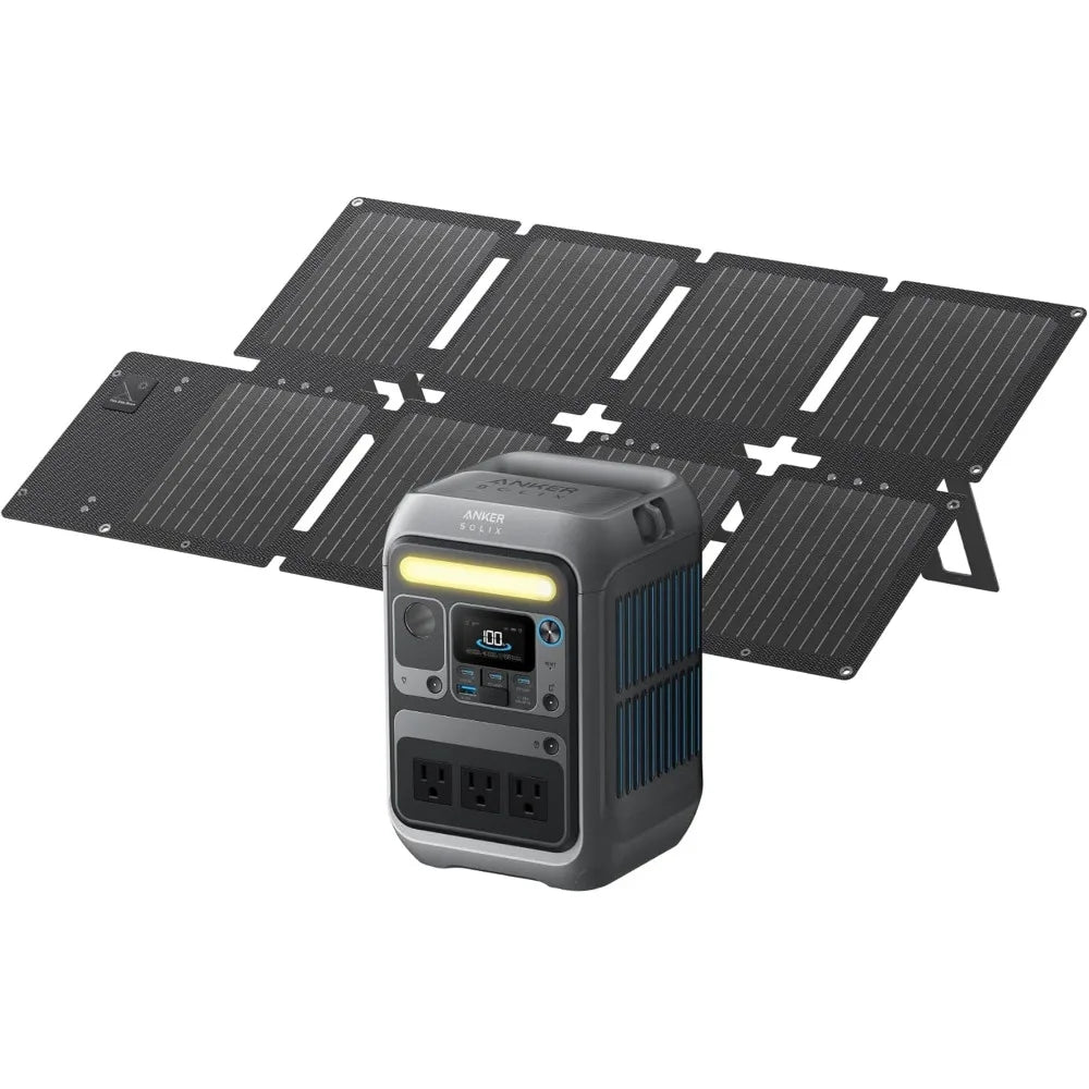 Solar Generator SOLIX C300 with 60W Solar Panel, 288Wh Portable Power Station, 300W (600W Surge), LiFePO4 Battery, 140W Tw