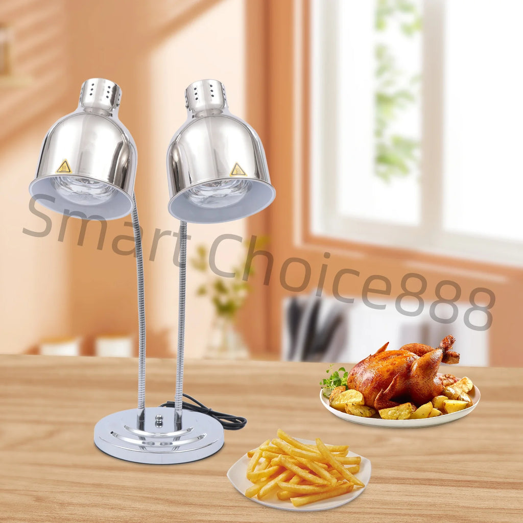 2 Light Food Heat Lamp Commercial Hotel Equipment Stainless Steel Food Warmer 110v/250w Restaurant Kitchen Buffet
