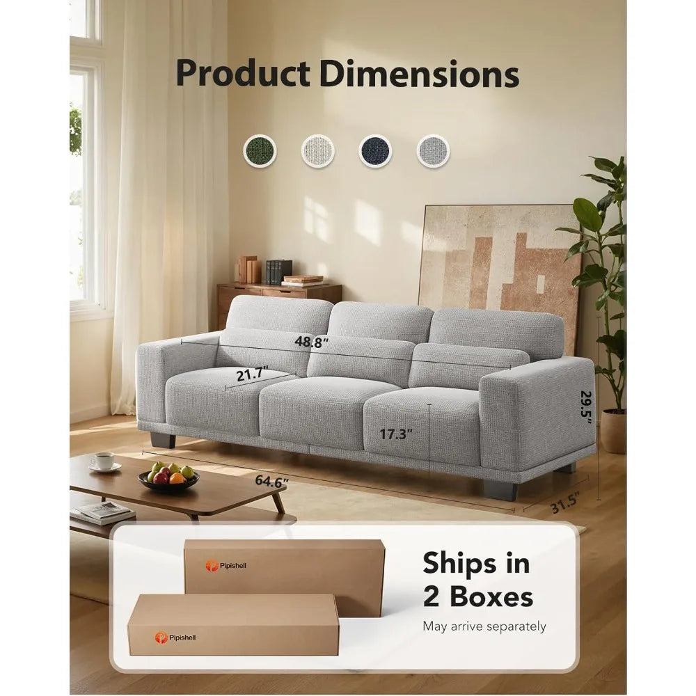 3 Seater Couch, Sofas for Living Room with Deep Seats and Wide Armrests, 89" Comfy 3 Seater Sofa, Supportive