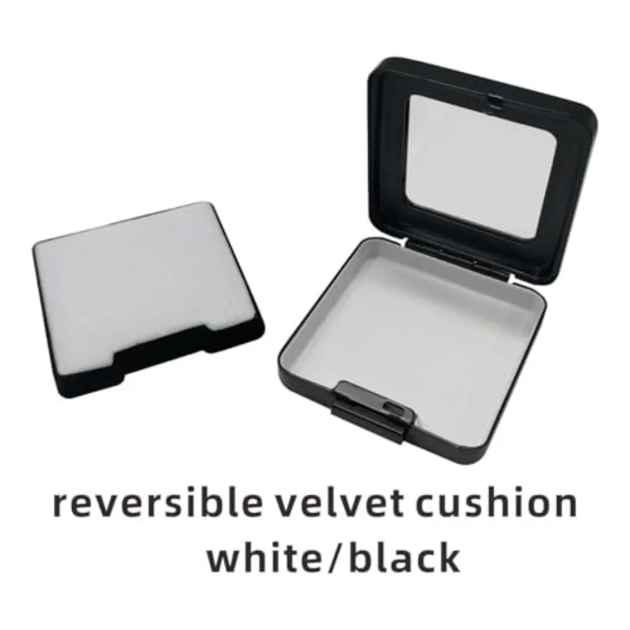 Premium Jewelry Display Tray Organizer - Metal Storage Box with Anti-Scratch Black and White Velvet Cushion Medium Size 2.2 x 2