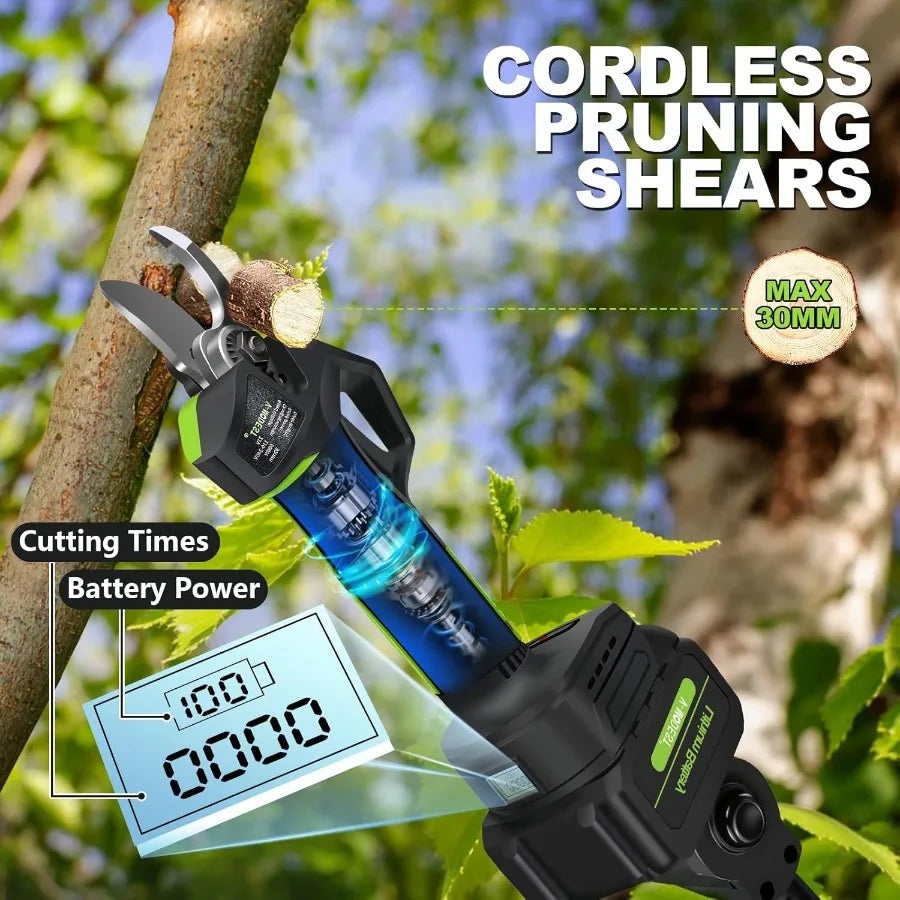 4in1 Cordless Pole Saw Electric Pruning Shears for Tree Trimming and Garden Maintenance 8Inch Blade with 15ft Max Extension Pol
