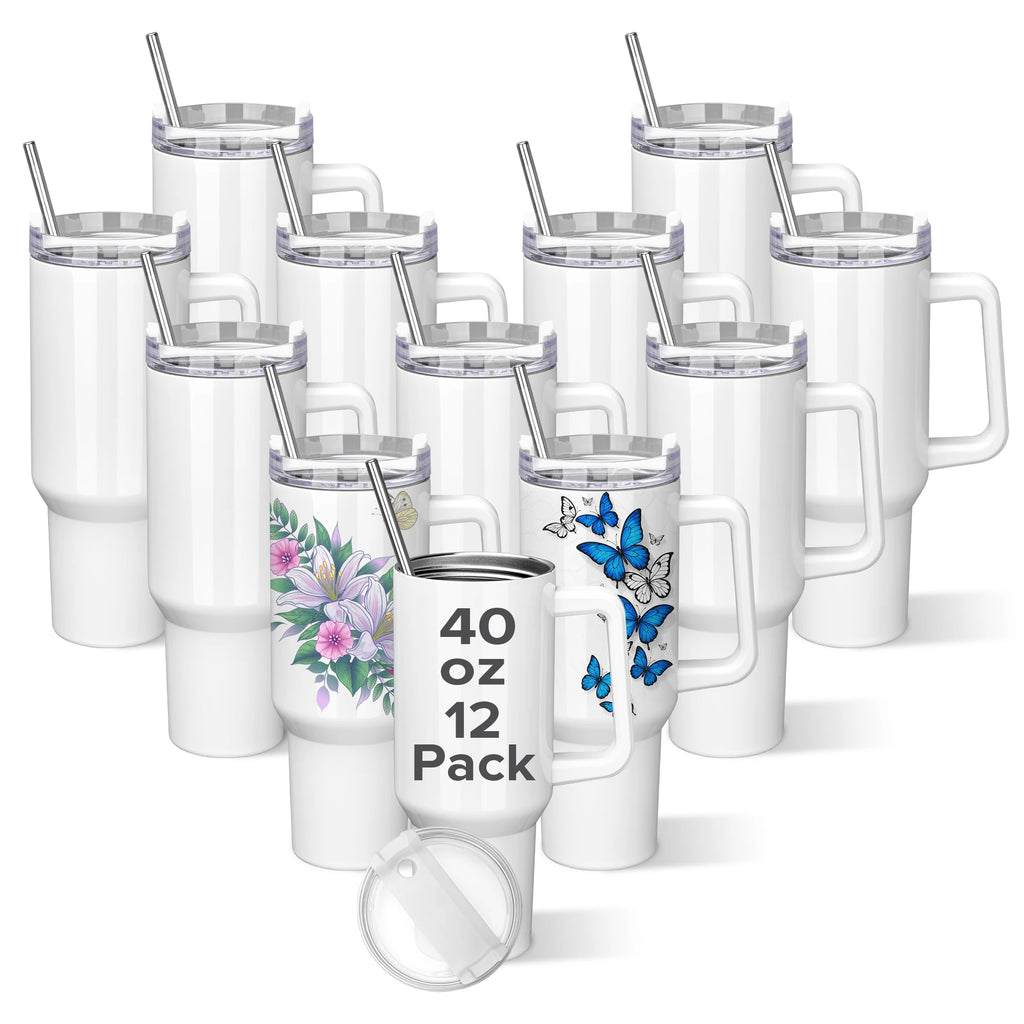 12Pack Sublimation Tumblers,40 OZ Stainless Steel Double Insulated Water Bottle,for Tumbler Heat Press Sublimation Oven Printing