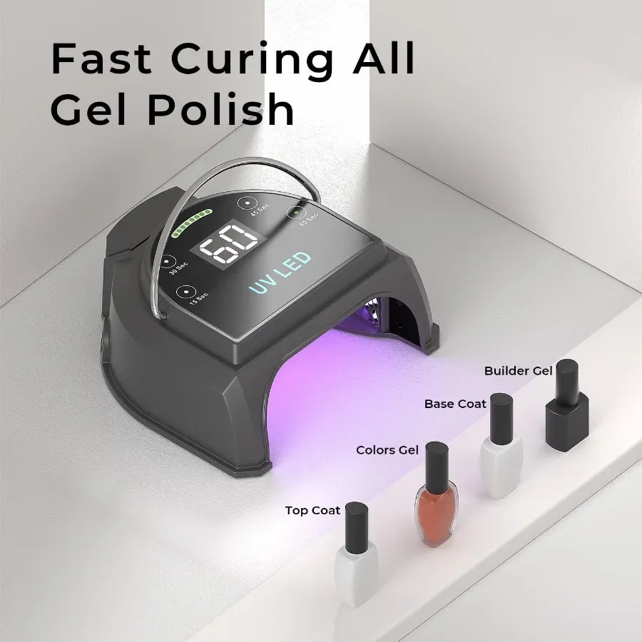 80W Professional Cordless UV LED Nail Lamp UV Lights for Nails with 45 Beads and Rechargeable Battery Portable LED Gel Nail Cur