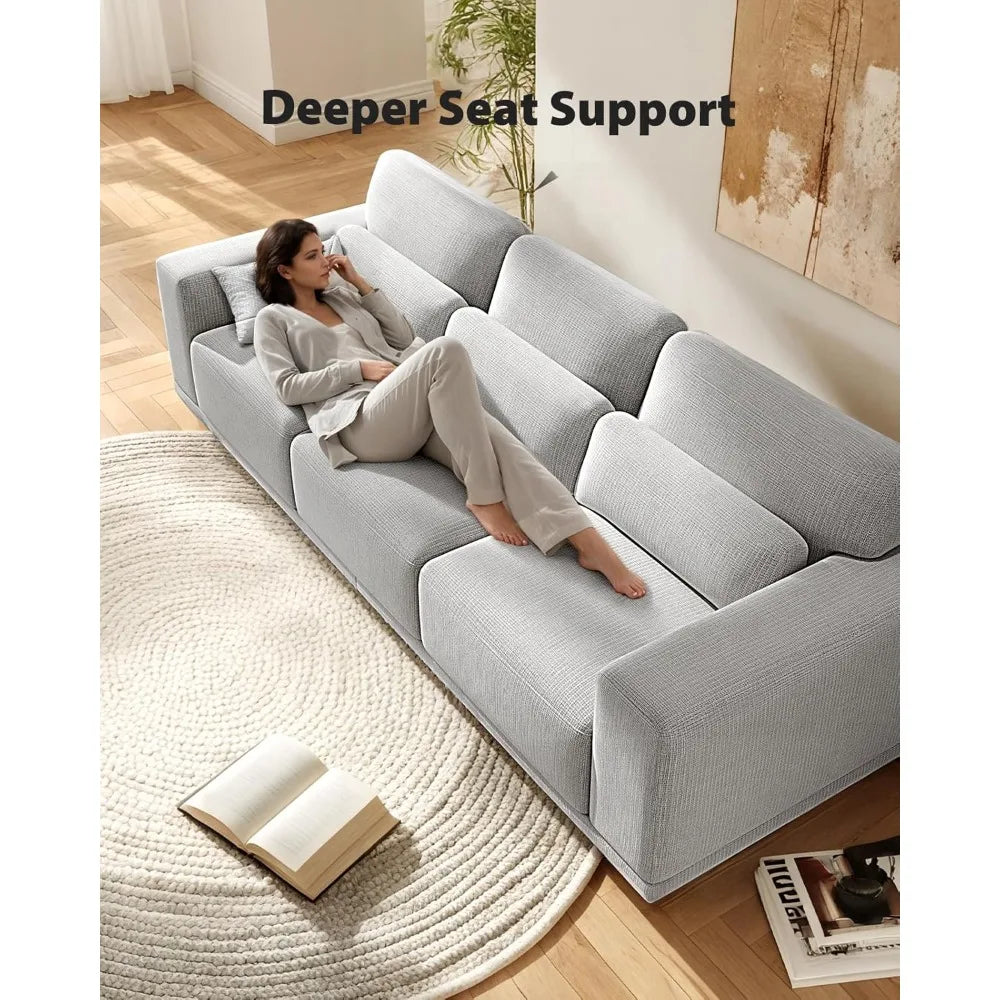 3 Seater Couch, Sofas for Living Room with Deep Seats and Wide Armrests, 89" Comfy 3 Seater Sofa, Supportive