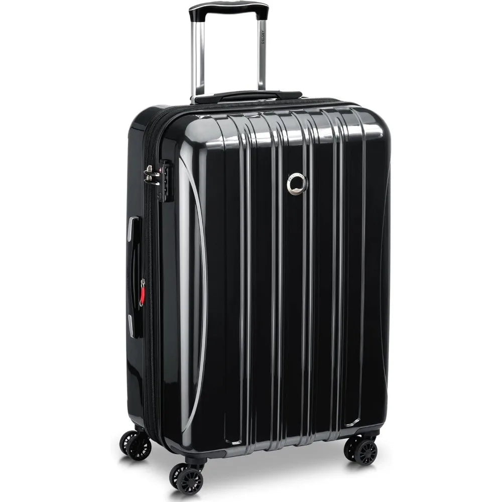 Medium 24 Inch Expandable Hardside Spinner Luggage with Aero Design, Black, Ideal for Travel and Checked Luggage
