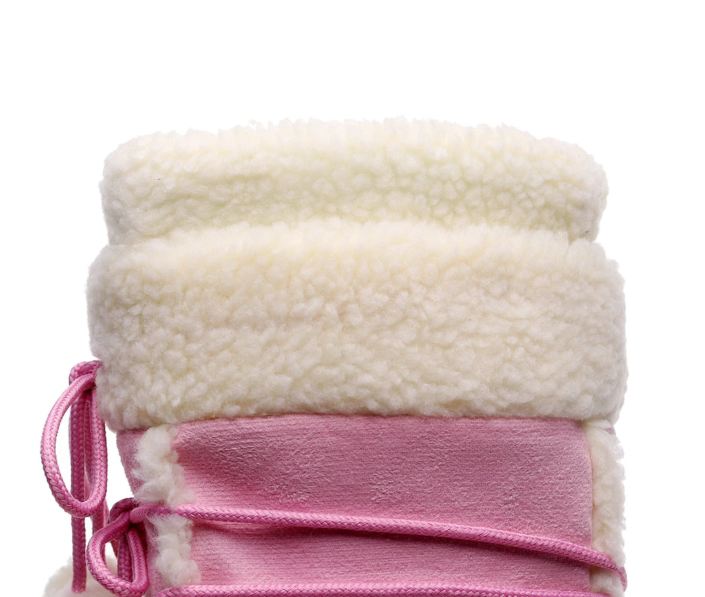 Pink Women Snow Boots Winter Female Boots Thick Outdoor Waterproof non-slip Mid-calf Boots Fashion Warm Fur Woman Winter Shoes
