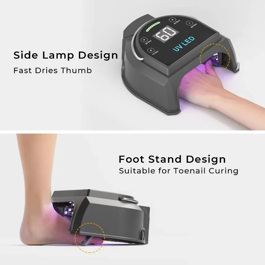 80W Professional Cordless UV LED Nail Lamp UV Lights for Nails with 45 Beads and Rechargeable Battery Portable LED Gel Nail Cur