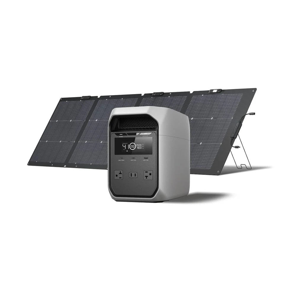 Solar Generator DELTA 3 Classic with 220W Solar Panel, 1024Wh LiFePO4 Battery Portable Power Station, 1800W AC/100W