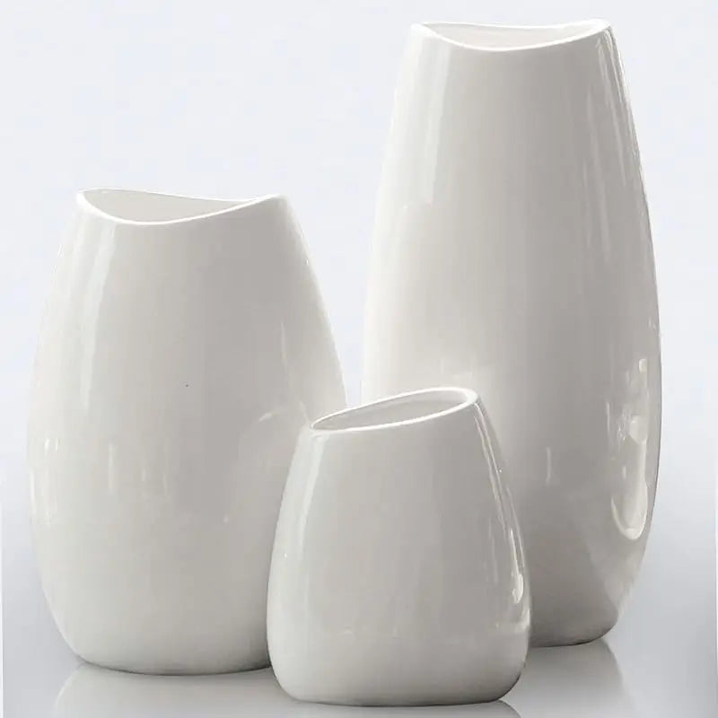 Ceramic Vase Set of 3 White Flower Vase for Home Decor, Modern Decorative Vases