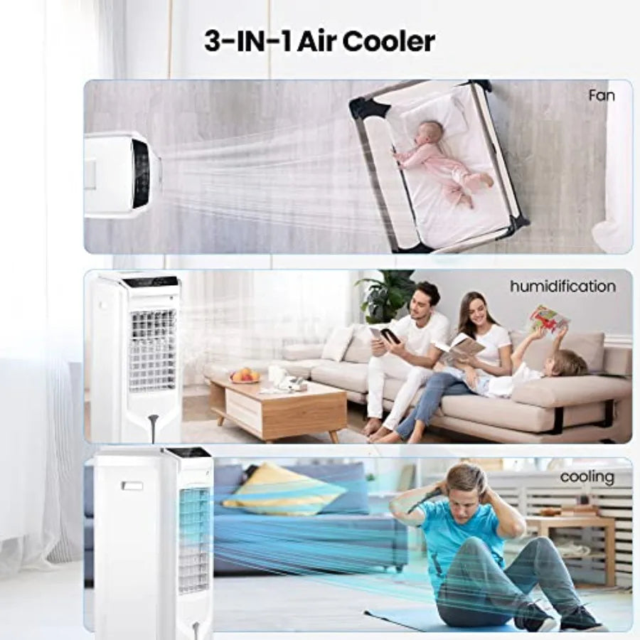 portable 3in1 evaporative air cooler windowless 4 mode 3 speed personal swamp cooler humidifying 4.2 gallon water tank remote 1