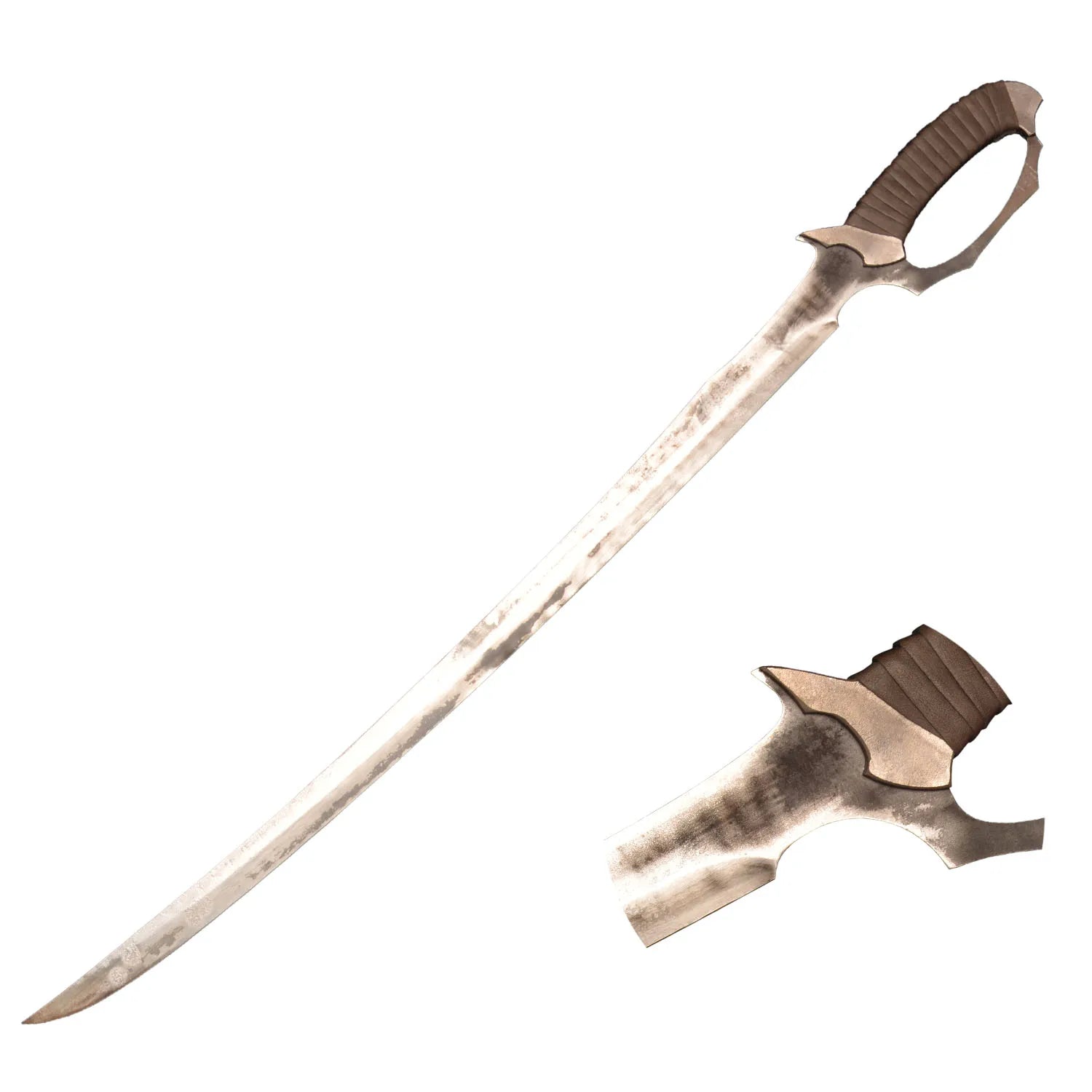 Machete Carbon Steel Blade Full Tang Fixed Blade,Cord Wrapped Handle Nylon Sheath Outdoor Hunt Camping 33.5 inches