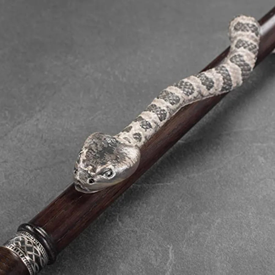 Asterom Luxury Hand-Painted Rattlesnake Walking Cane for Men and Women - Unique Wooden Carved Snake Walking Stick in Brown with