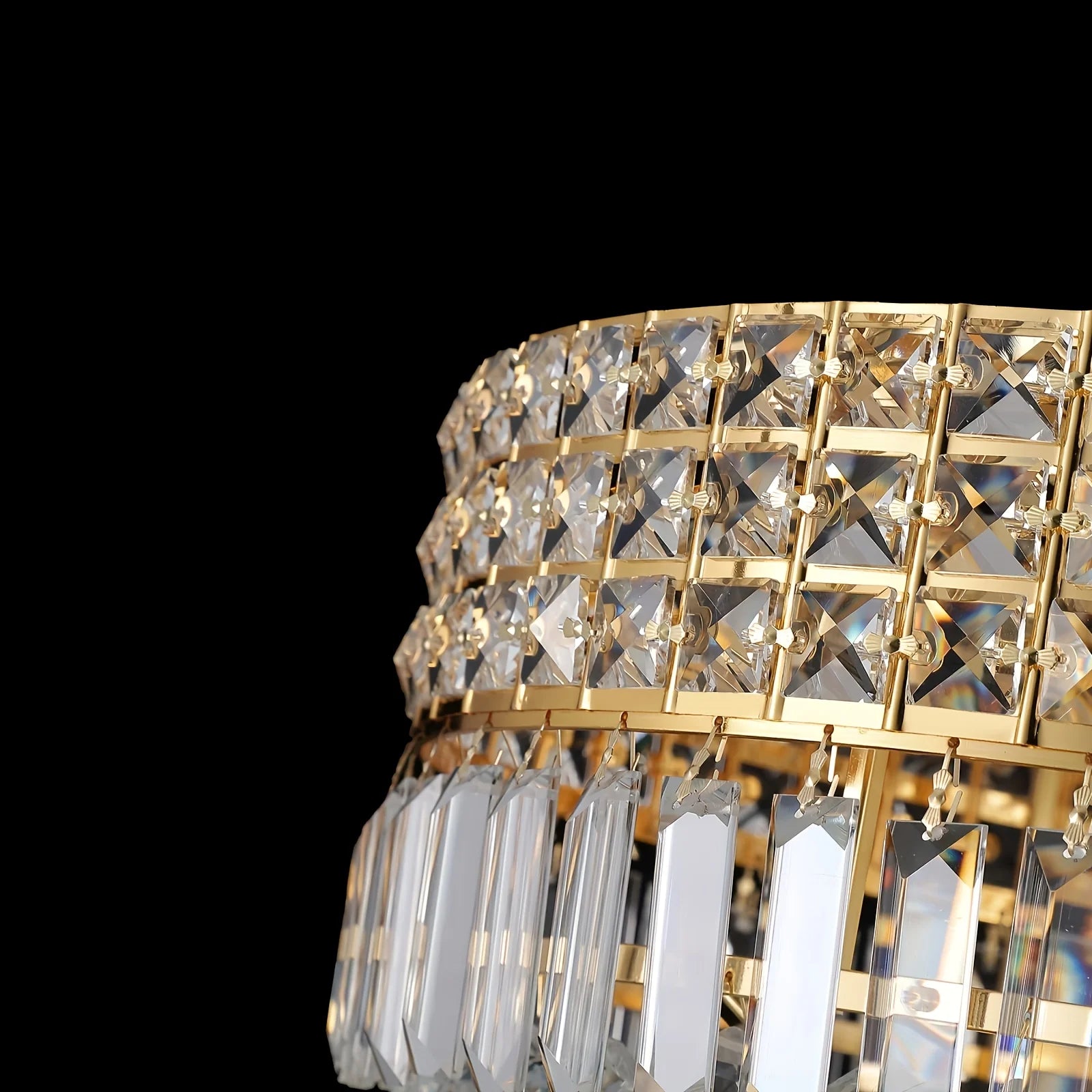 Gold Hallway Crystal Ceiling Light, Round Flush Mount Modern Crystal Ceiling Light for wardrobe/bathroom/hall/bedroom