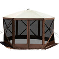 SucceBuy Pop-up Camping Gazebo Camping Canopy Shelter 6 Sided 12' x 12' Sun Shade Tents & Canopies Camping & Hiking