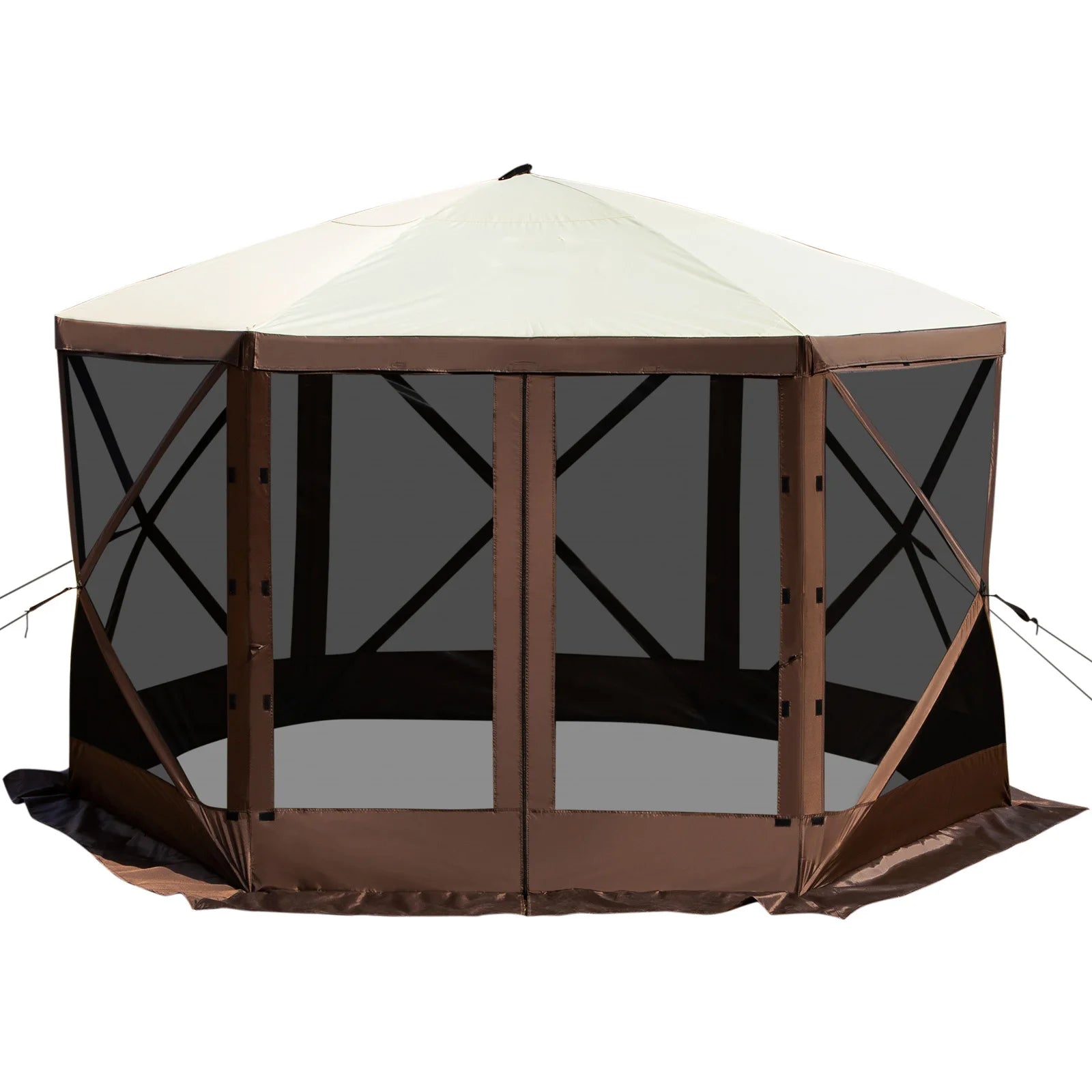 SucceBuy Pop-up Camping Gazebo Camping Canopy Shelter 6 Sided 12' x 12' Sun Shade Tents & Canopies Camping & Hiking