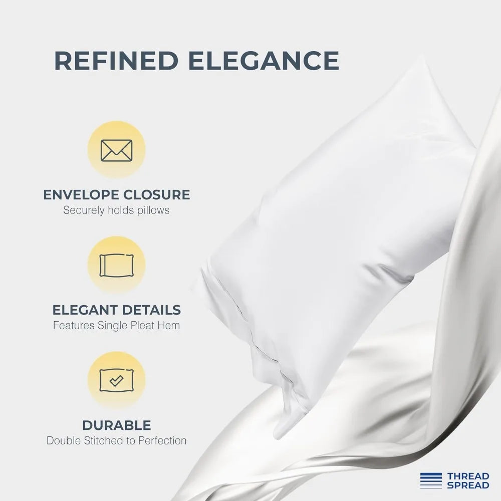 THREAD SPREAD 100% Egyptian Cotton Sheets Queen Size - 1500 Thread Count 4 PC Queen Sheet Set Egyptian Cotton, Sateen Weave Luxu